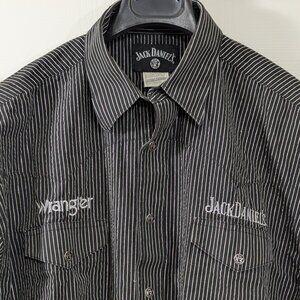 Wrangler Jack Daniels Western Button-Up Black Shirt with silver stripes